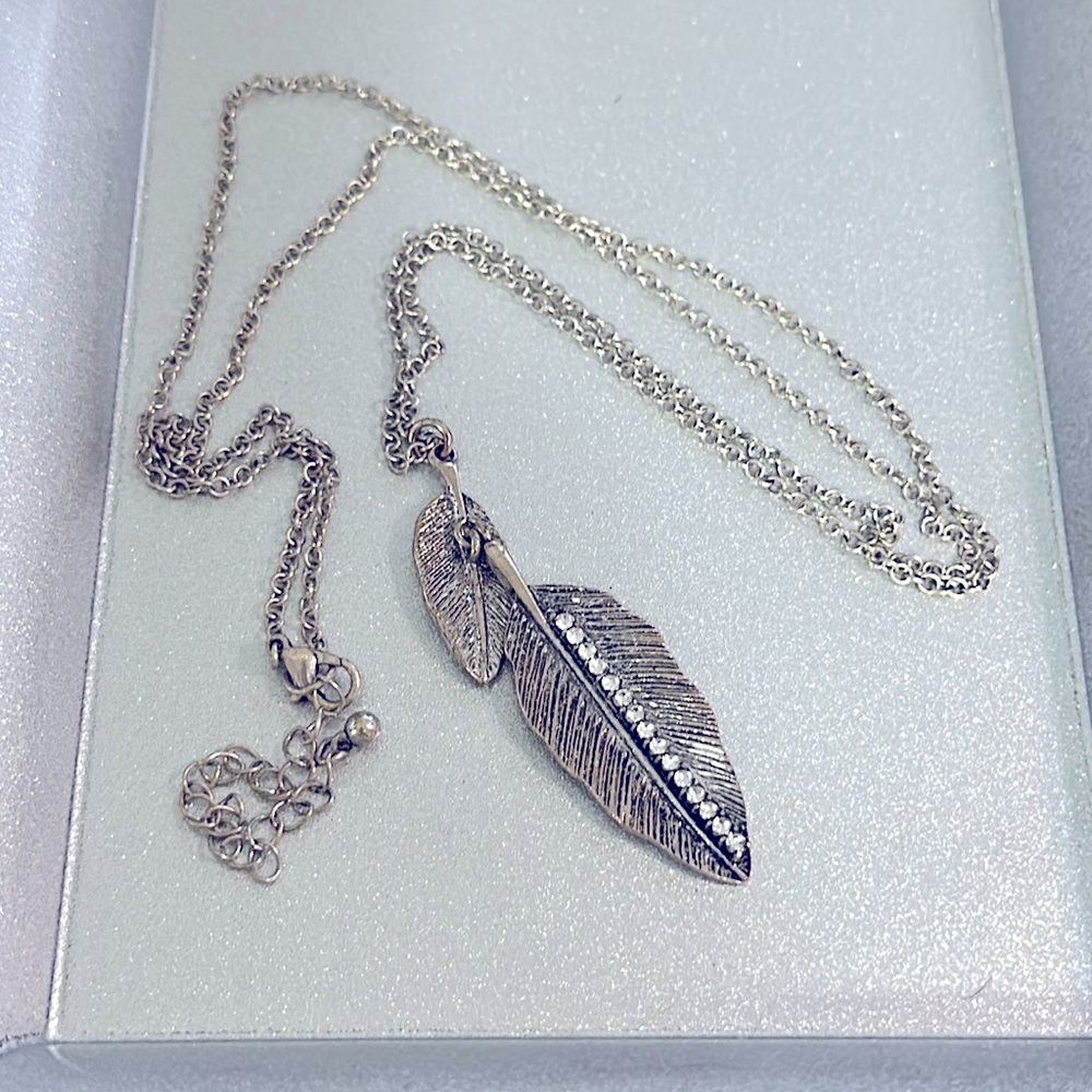 Feather Diamondette Feather Pendant Necklace